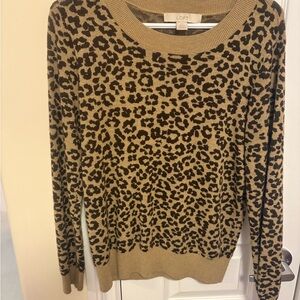 LOFT Leopard Print Crewneck Sweater - Brown Size S